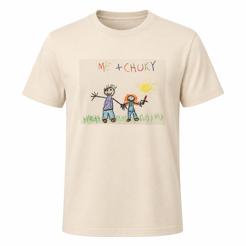 Mindless Culture Chucky Drawing Tee Shirt Cotton Blend M Beige Horror Tee